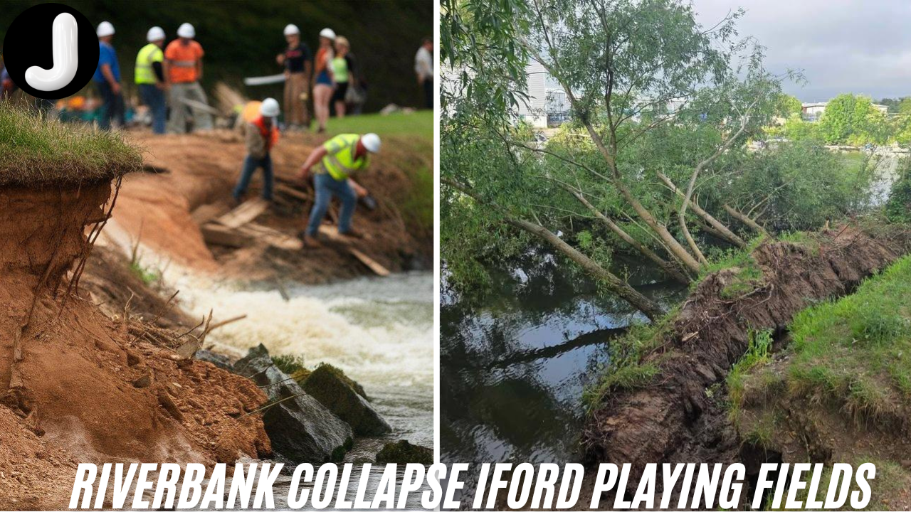 riverbank collapse iford playing fields